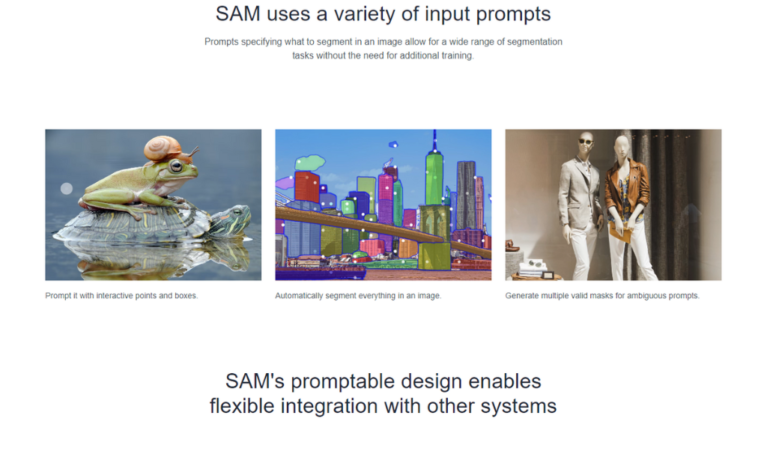 Screenshot of Meta AI's SAM website homepage